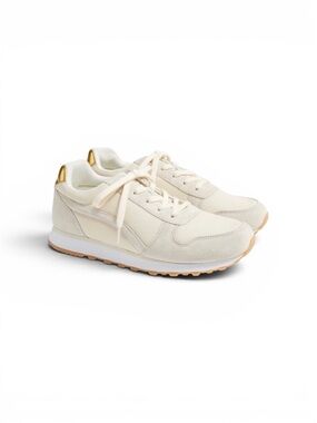 J. Crew City Trainer Sneaker in Cream/Gold Women’s Size 8